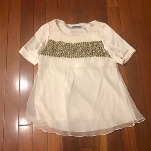 Alice and Olivia Silk Gold Embellished Top